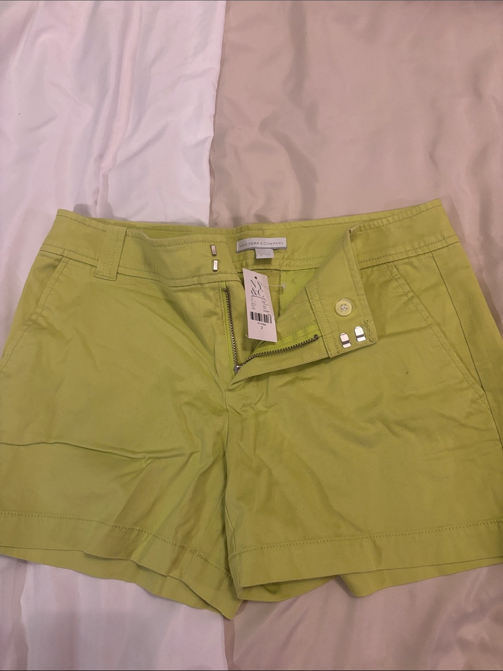 New York & Company Lime Green Chino Bermuda Shorts